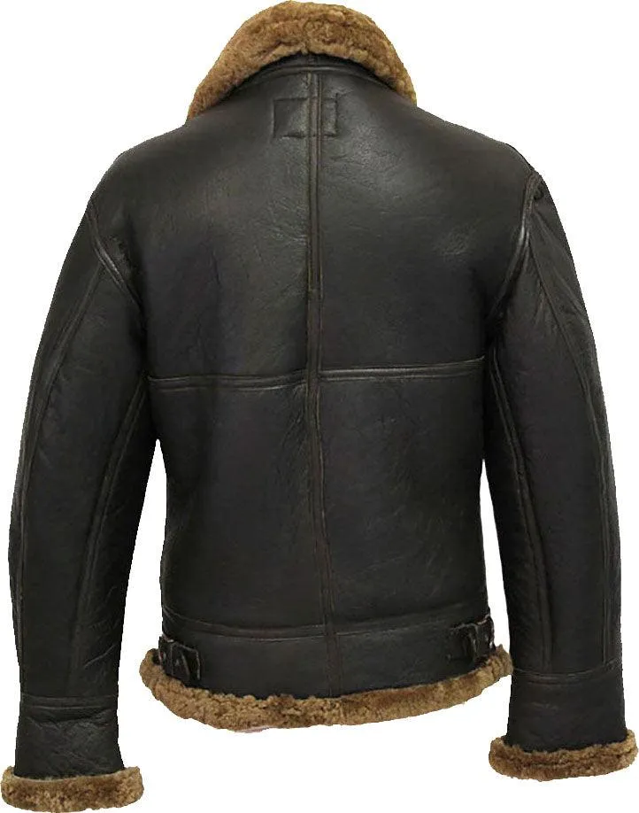 Men's Winter Aviator B3 Leather Jacket with Fur