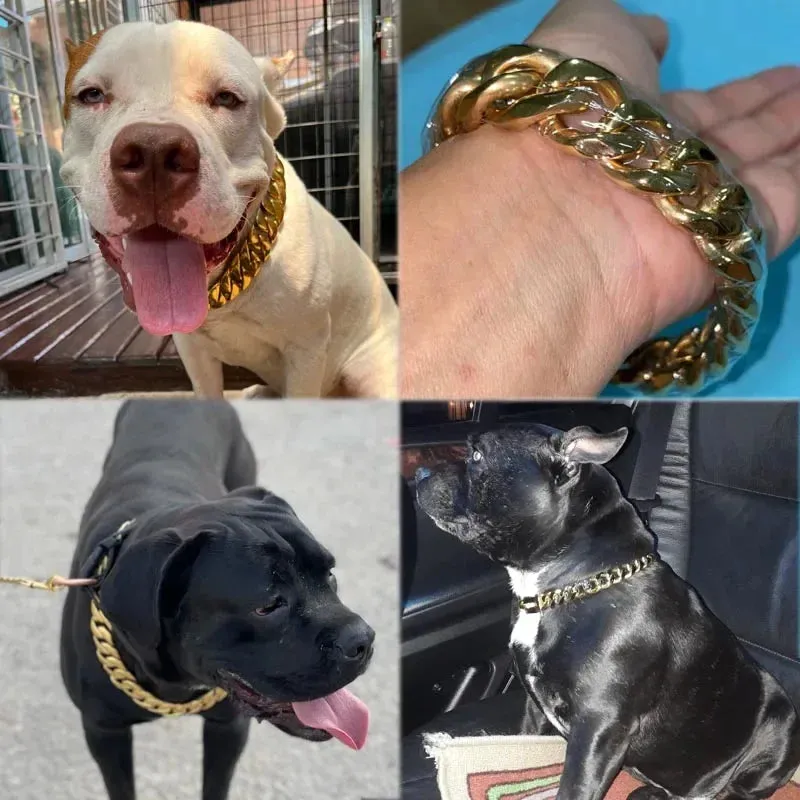 Metal Dog Chain Collars - Durable Stainless Steel Training Collar for Large Dogs