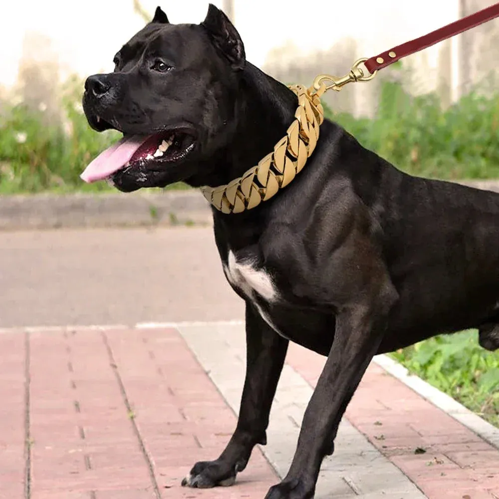 Metal Dog Chain Collars - Durable Stainless Steel Training Collar for Large Dogs