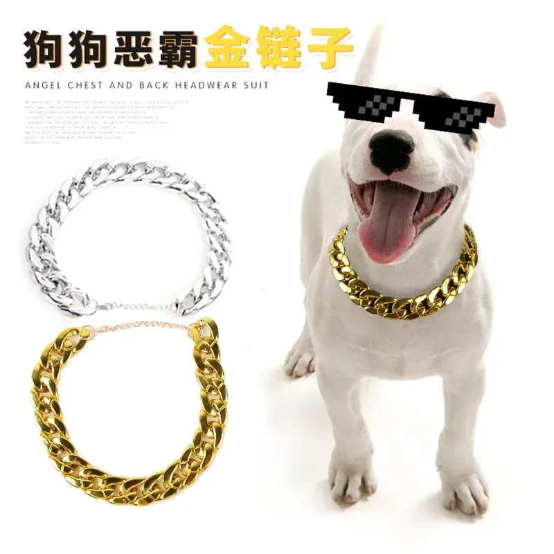 Metal Dog Chain Collars - Durable Stainless Steel Training Collar for Large Dogs