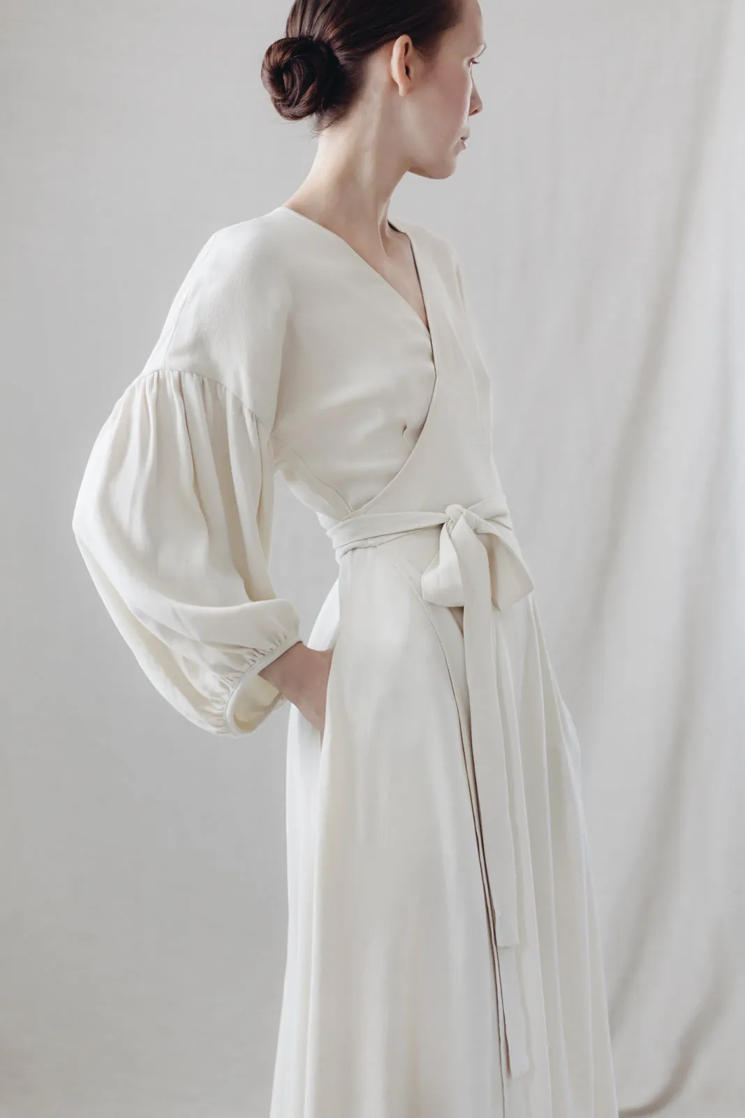 Mina wrap dress ivory