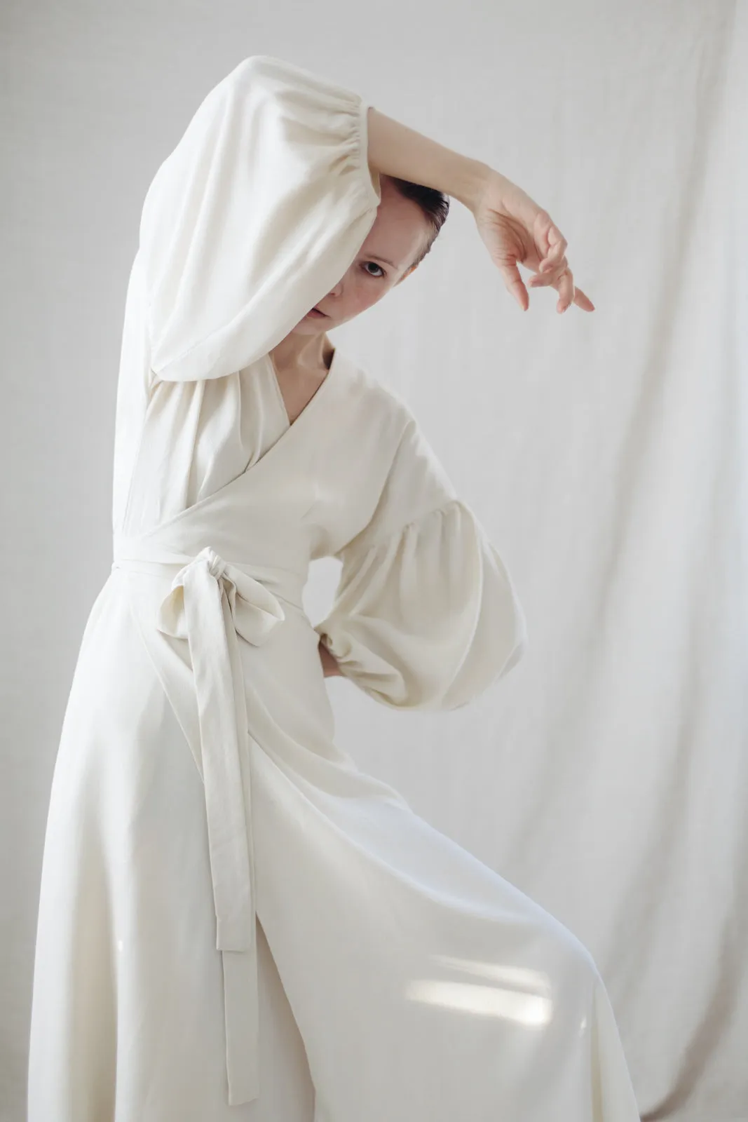 Mina wrap dress ivory