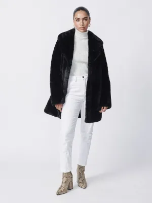 Minimalist Faux Fur Jacket - Black