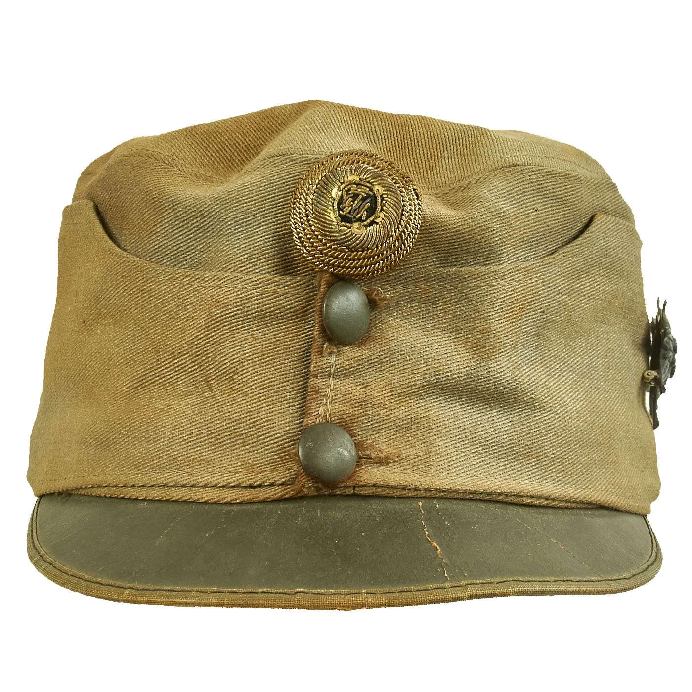 Original Austrian WWI Mountain Infantry Officer M1915 Field Cap with Edelweiss Pin - Landesschützen