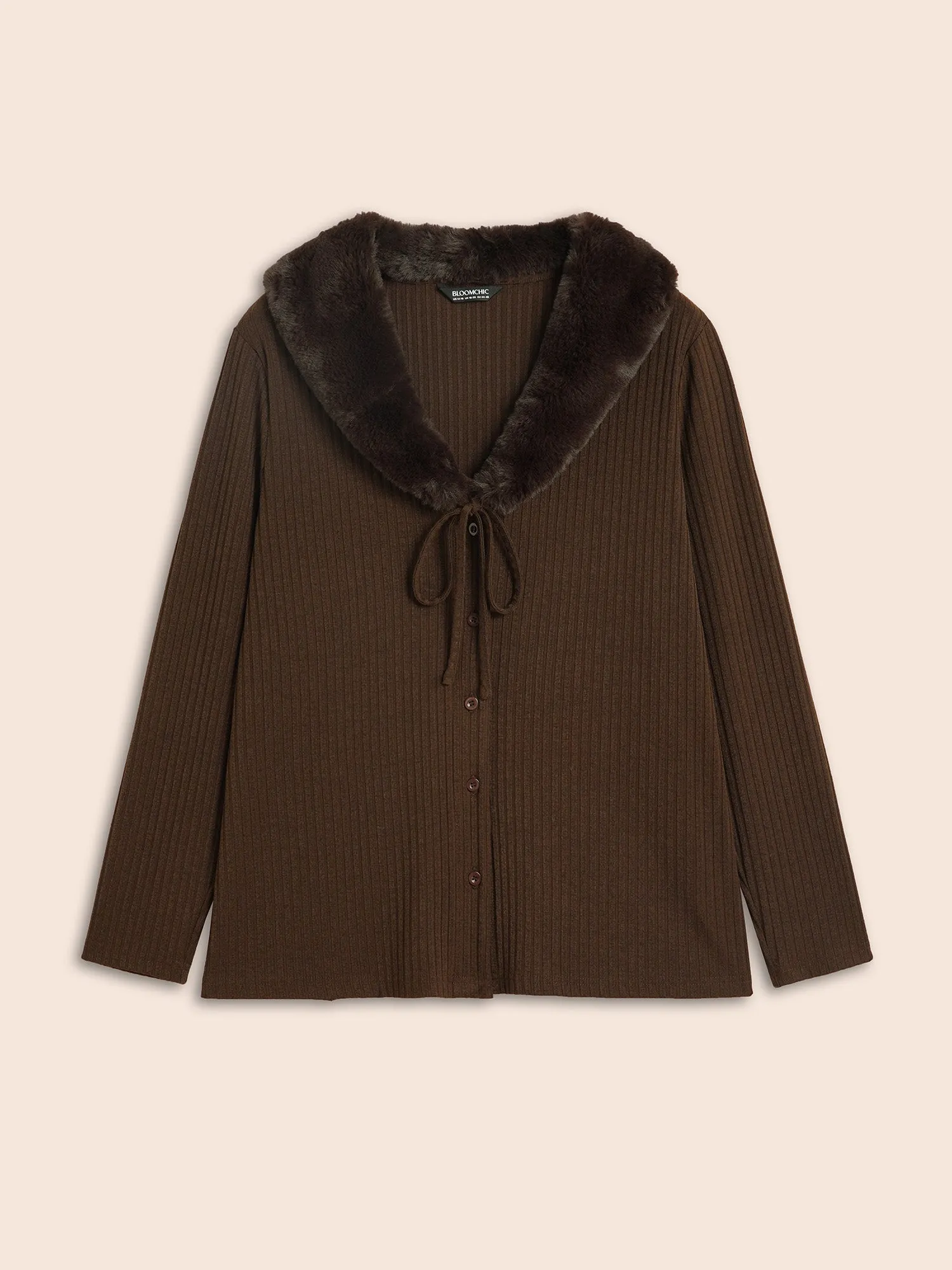 Patchwork Faux Fur Collar T-shirt