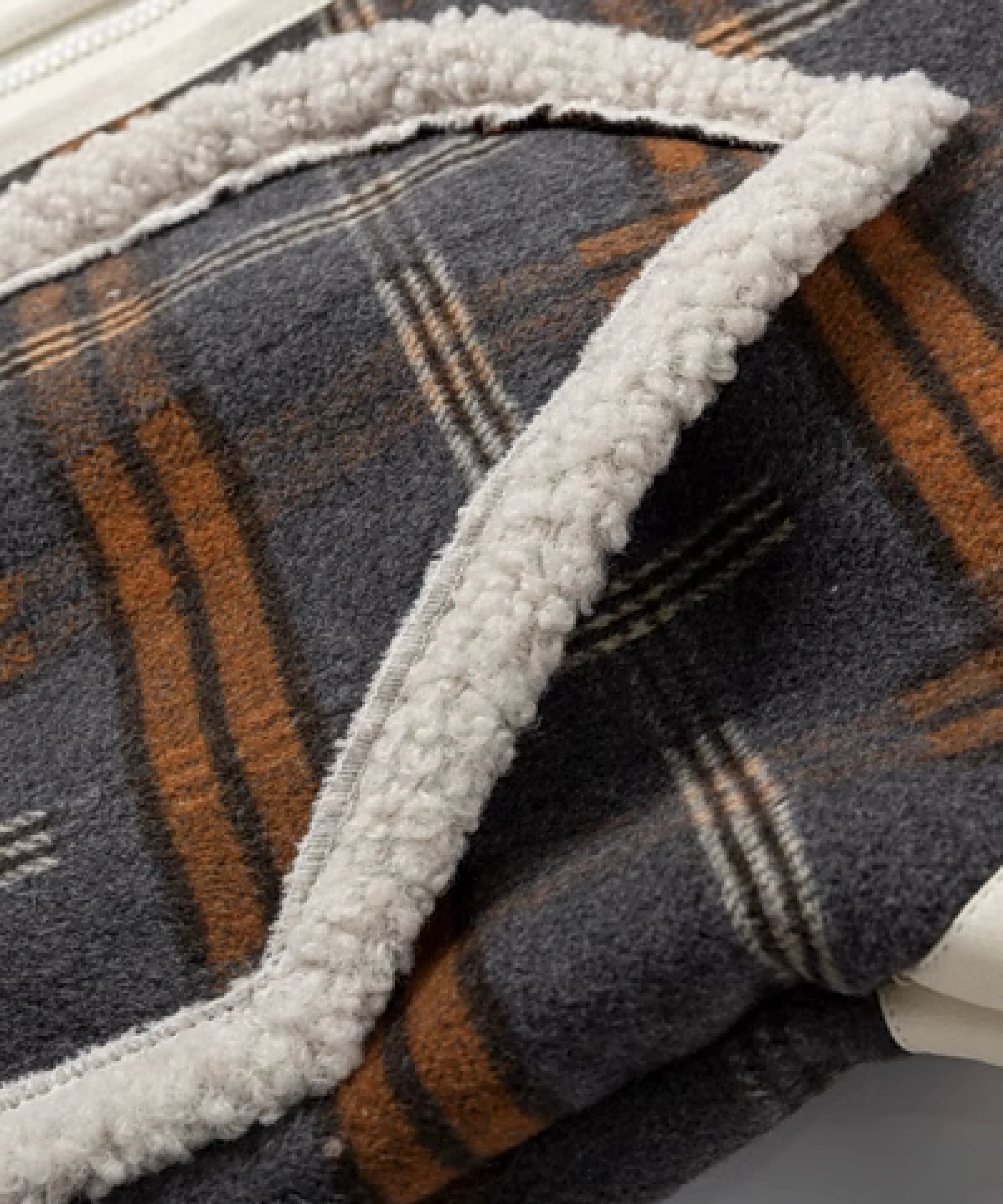 Plaid Stand Collar Fur Jacket