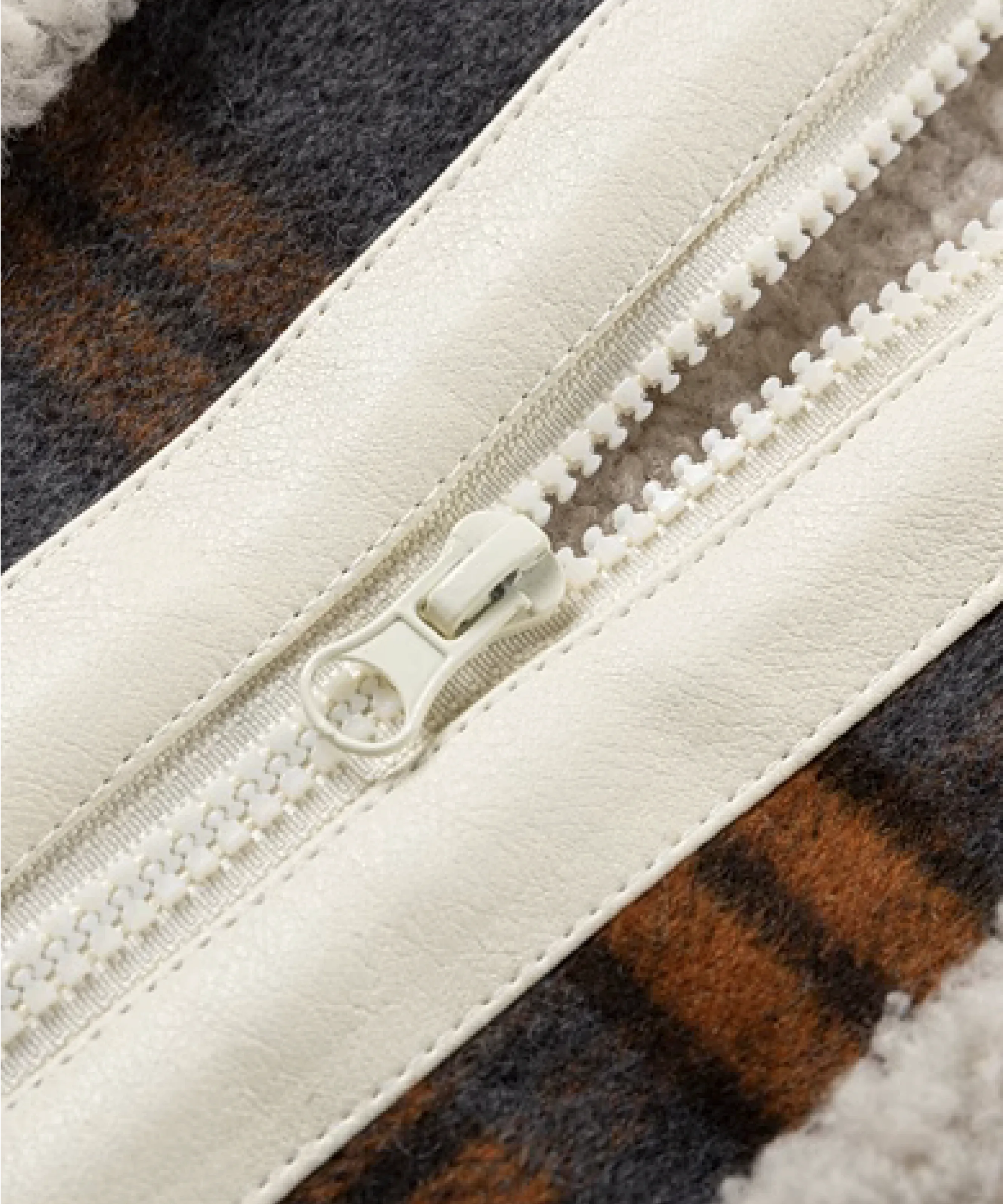 Plaid Stand Collar Fur Jacket