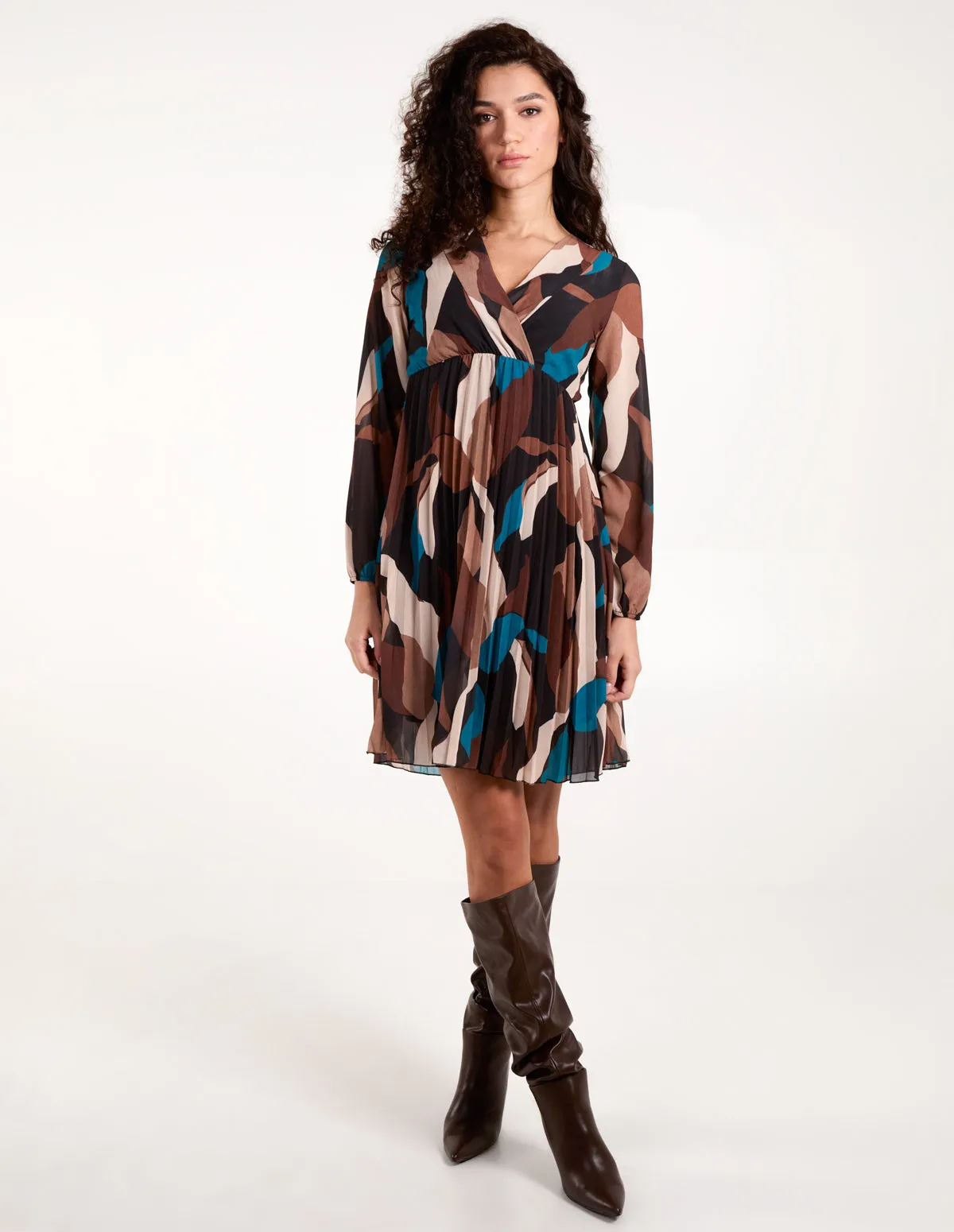 Pleated Wrap Dress