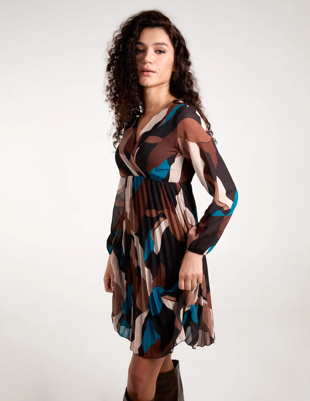 Pleated Wrap Dress