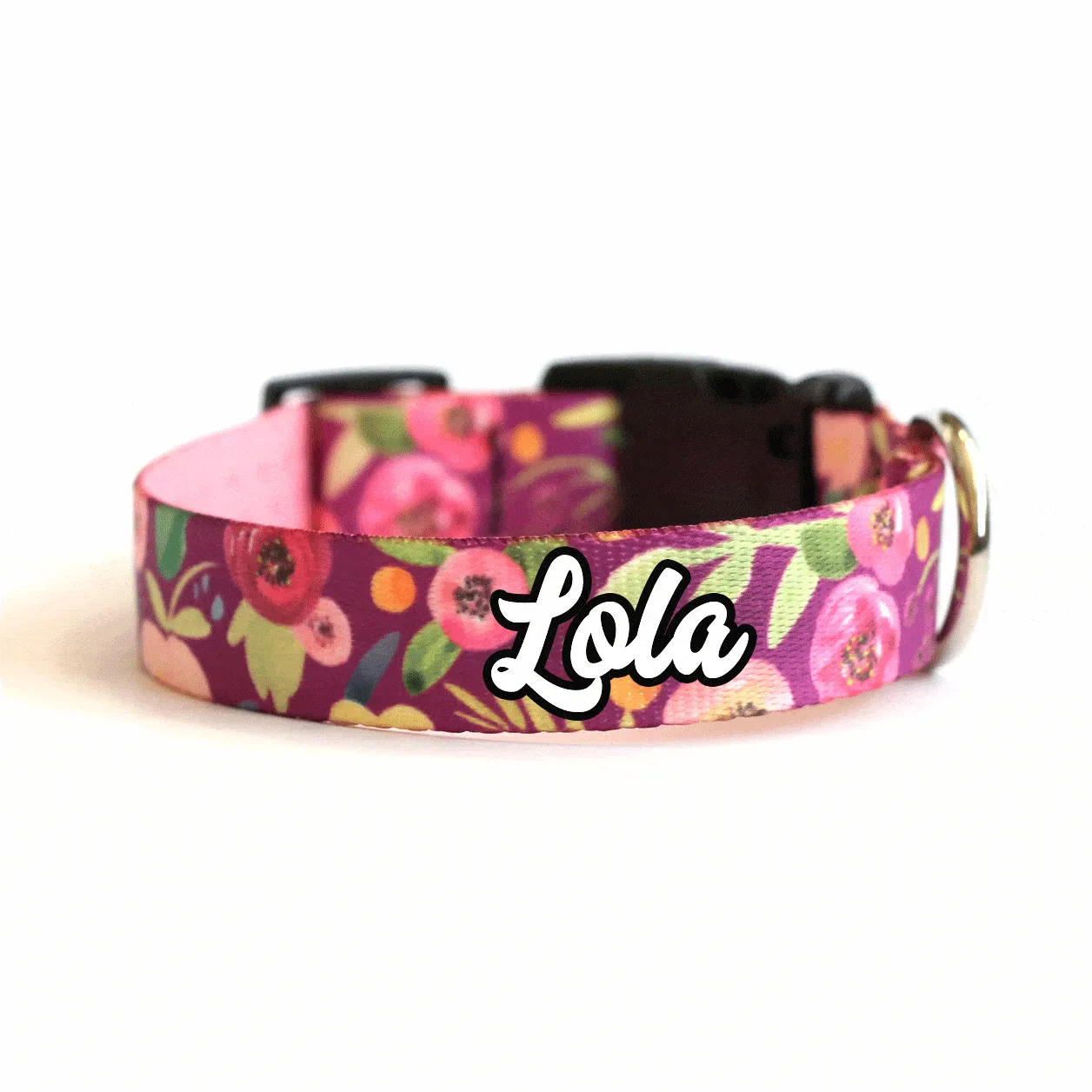 Plum Floral Dog Collar