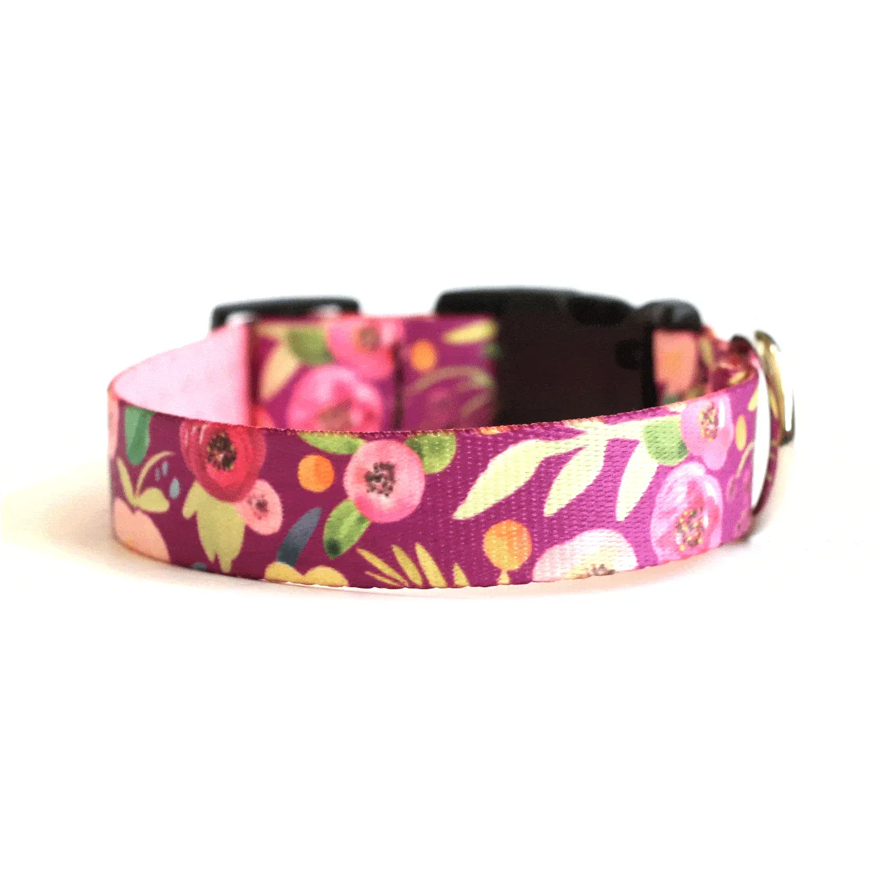 Plum Floral Dog Collar