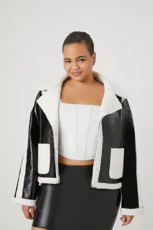 Plus Size Faux Shearling-Trim Jacket