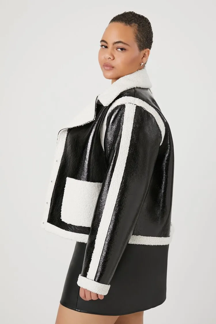 Plus Size Faux Shearling-Trim Jacket
