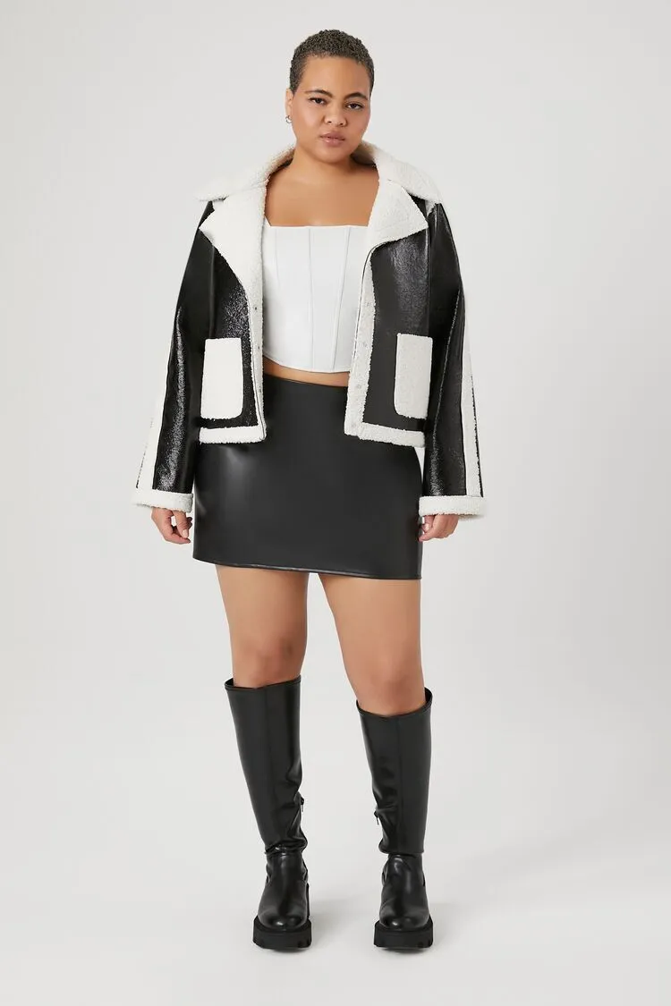 Plus Size Faux Shearling-Trim Jacket