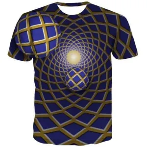 Psychedelic T-shirt Men Dizziness Tshirt Anime Geometric Tshirts Cool Rock Shirt Print Gothic T-shirts 3d Short Sleeve
