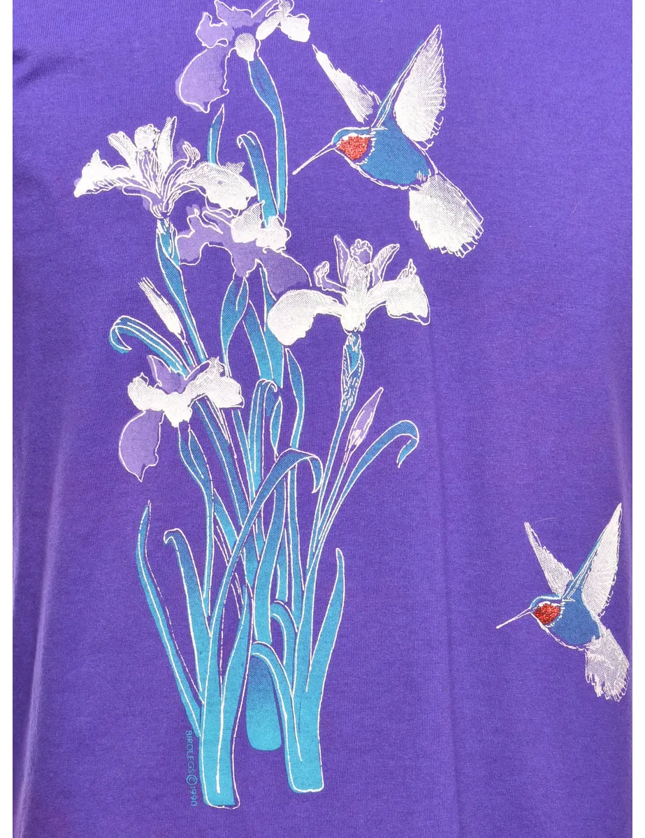 Purple Printed T-shirt - M