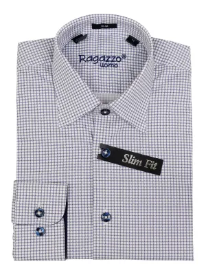 Ragazzo 35940 Boy's Dress Shirt - Neat - Navy/White