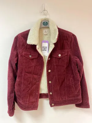 Red corduroy shearling lined jacket, TU, Size 10 (Polyester, Cotton)