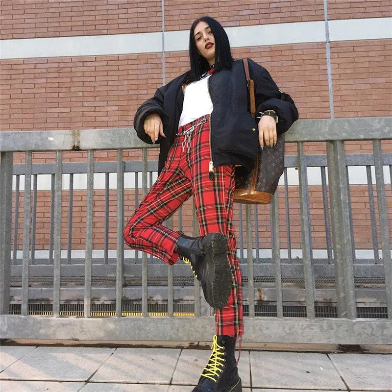 Red Tartan Check Pants