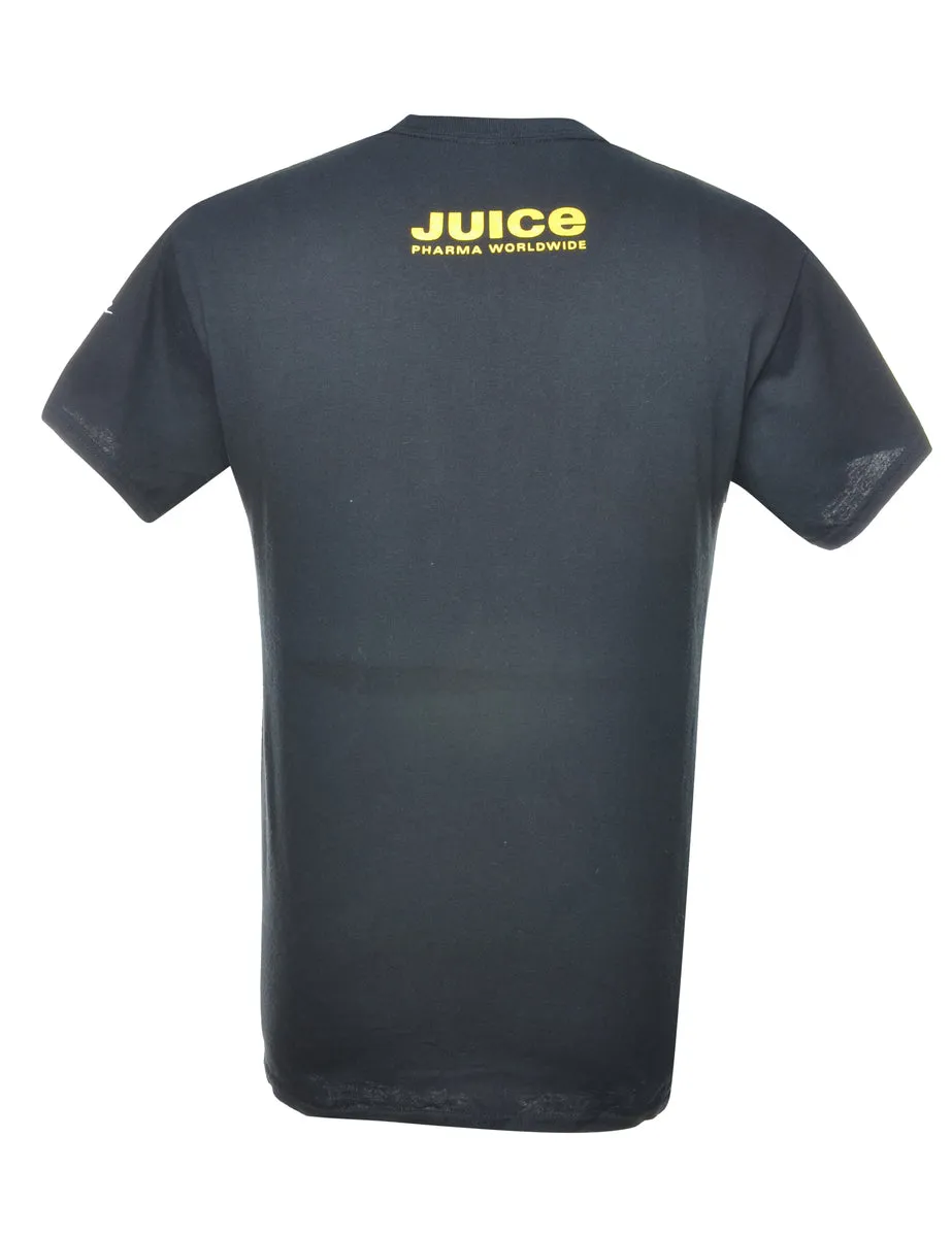 Run Printed Black & Yellow T-shirt - M