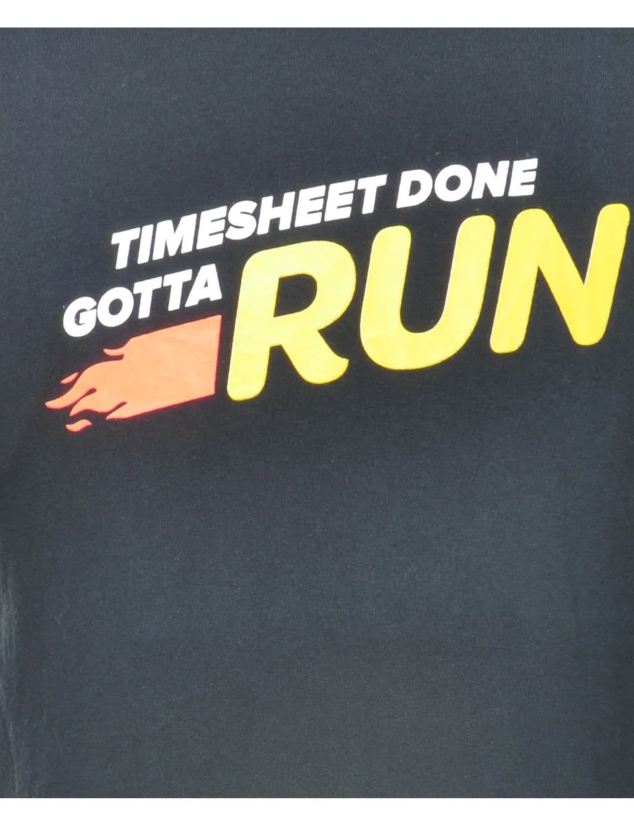 Run Printed Black & Yellow T-shirt - M