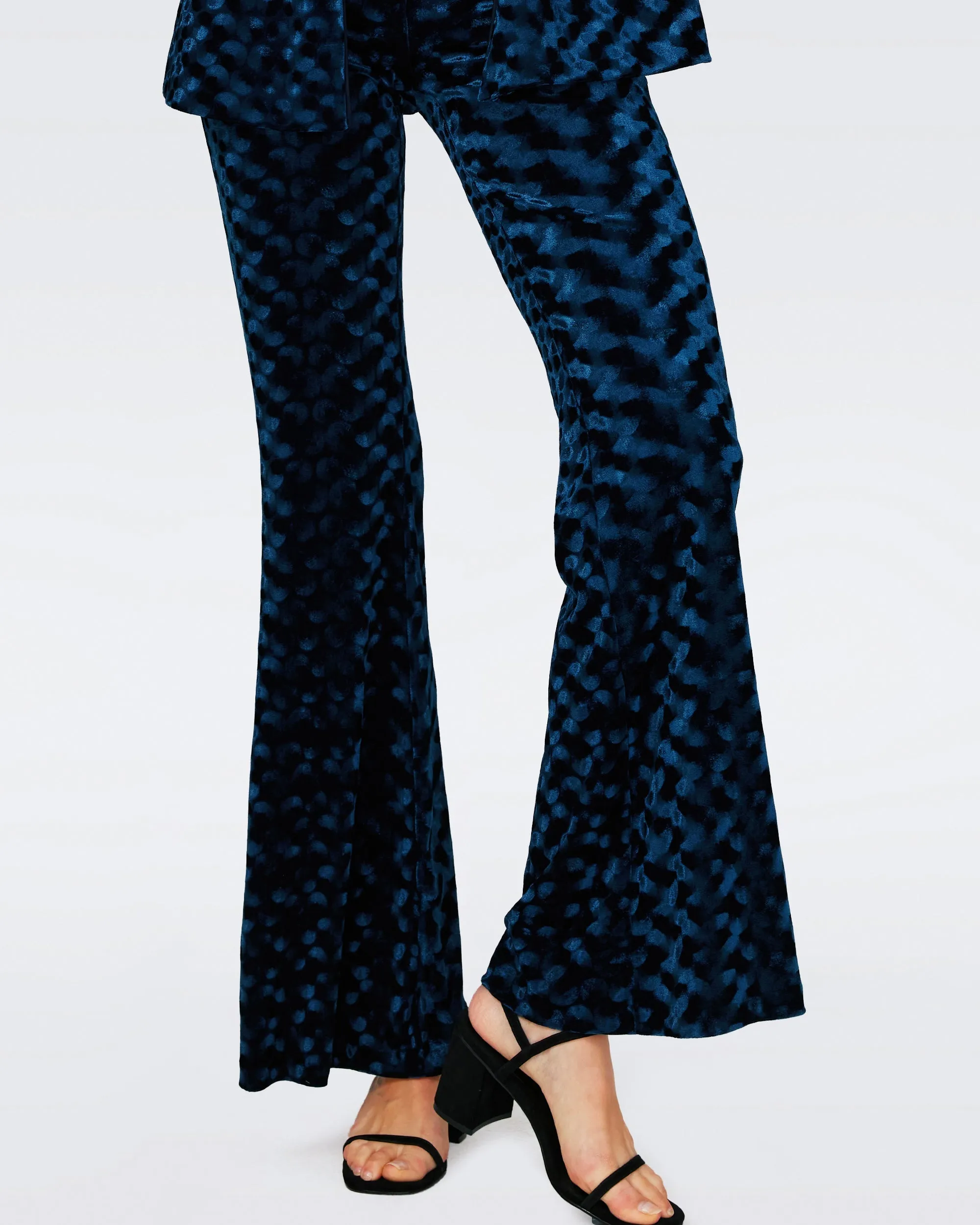 RUTHETTE VELVET PANTS IN CIRCLES OCEAN BLUE