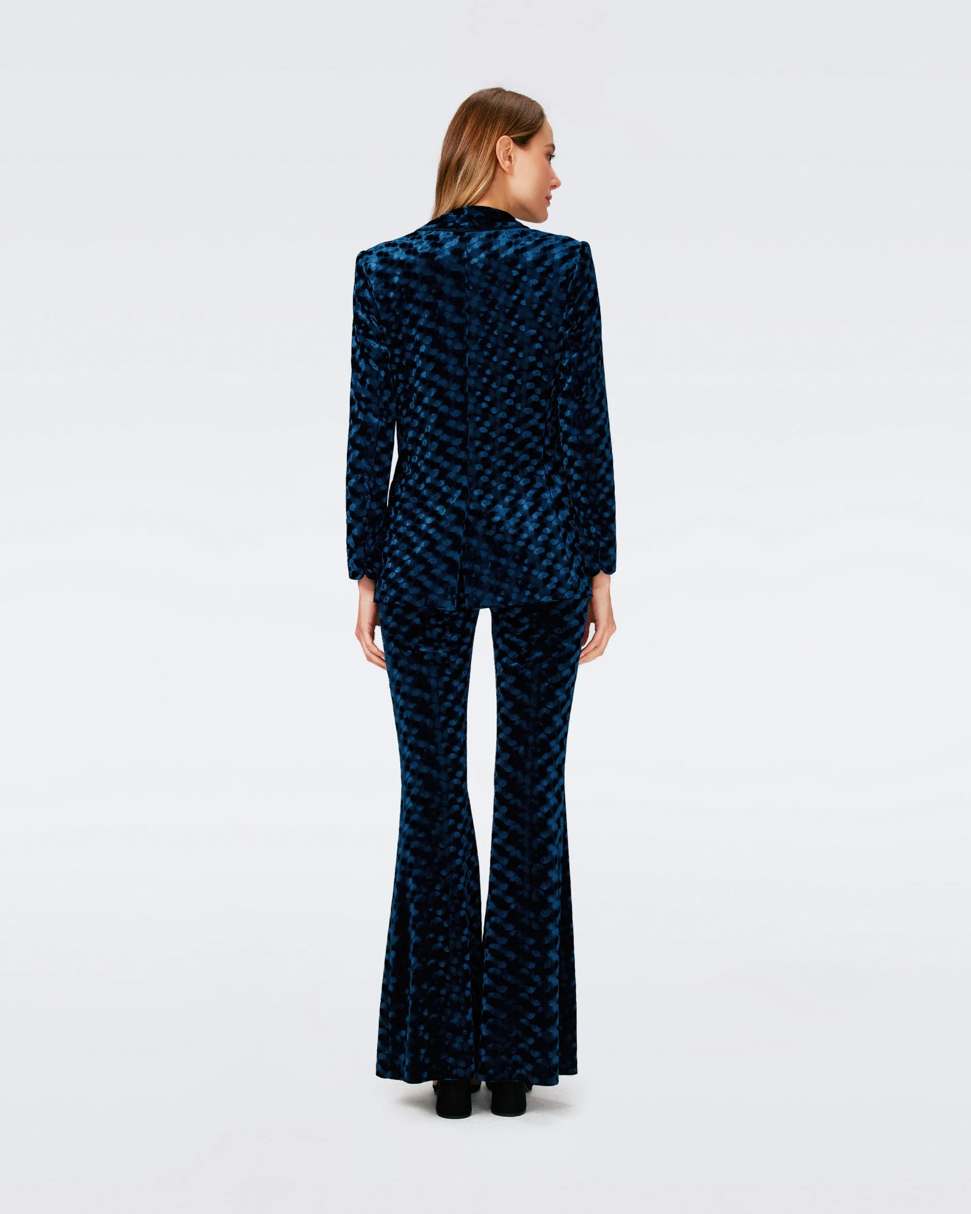 RUTHETTE VELVET PANTS IN CIRCLES OCEAN BLUE
