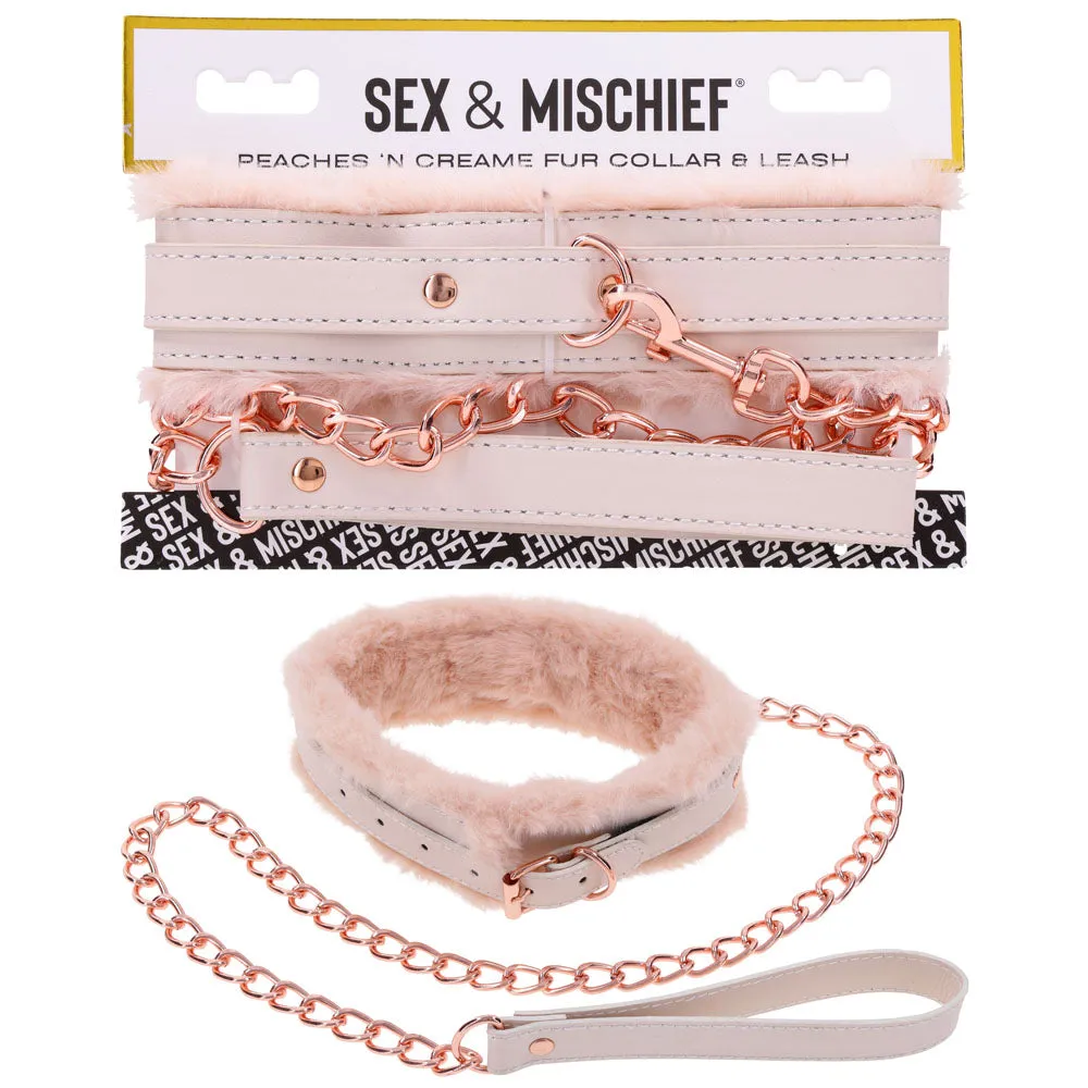 Sex & Mischief Peaches n CreaMe BDSM Fur Collar & Leash