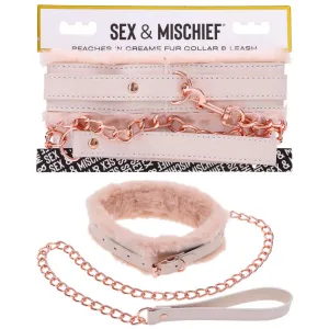 Sex & Mischief Peaches n CreaMe BDSM Fur Collar & Leash