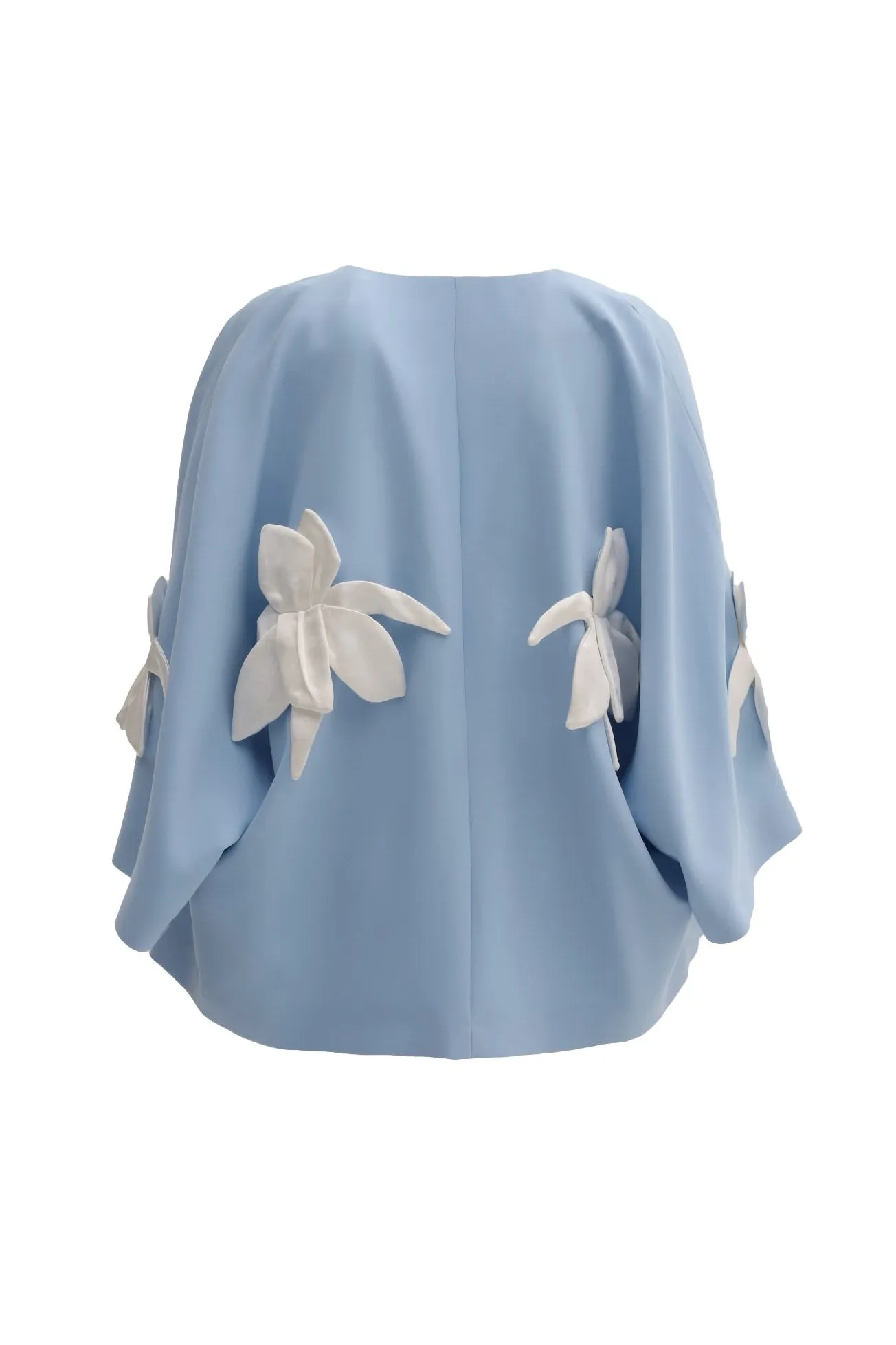 Silk-Lined Wrap Jacket With Dropped Sleeves Light Blue