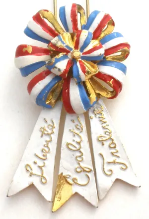 Silson French Cockade Enamel Fur Clip Vintage