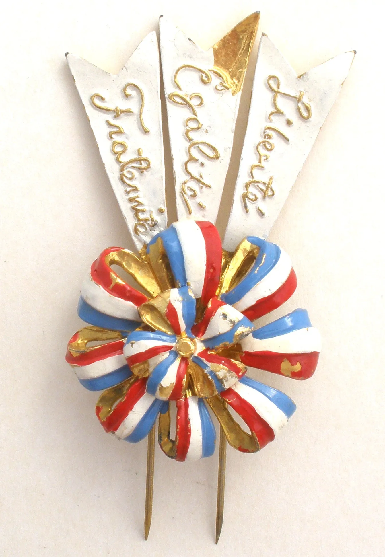 Silson French Cockade Enamel Fur Clip Vintage