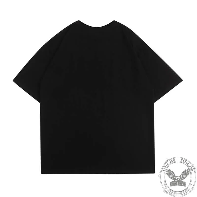 Skulls Graffiti Print Short Sleeve T-Shirt