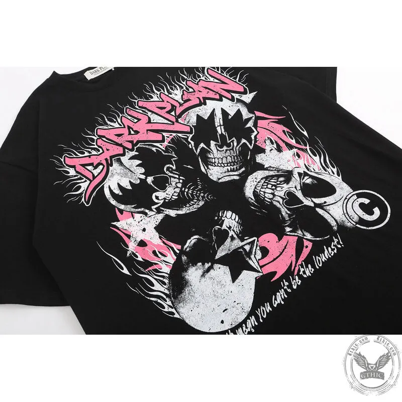 Skulls Graffiti Print Short Sleeve T-Shirt
