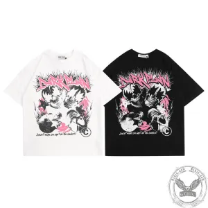 Skulls Graffiti Print Short Sleeve T-Shirt