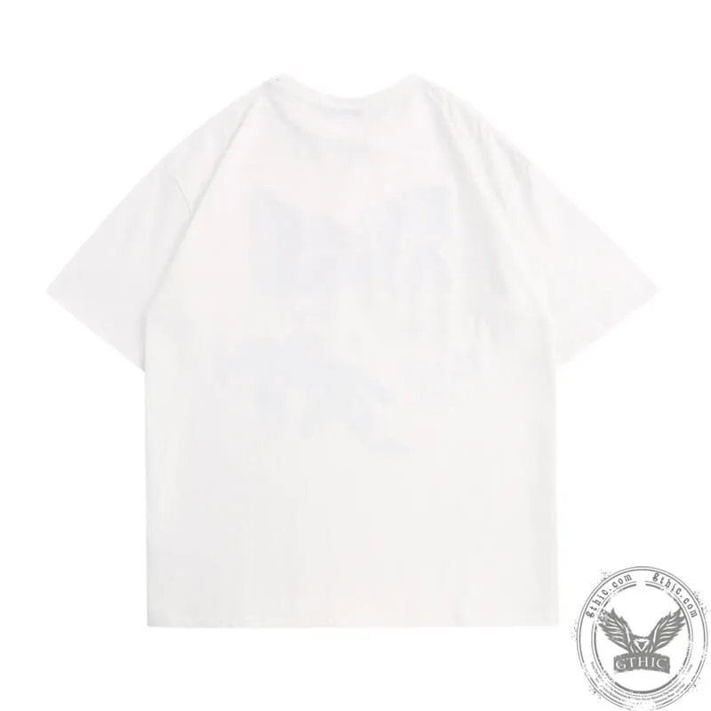 Skulls Graffiti Print Short Sleeve T-Shirt