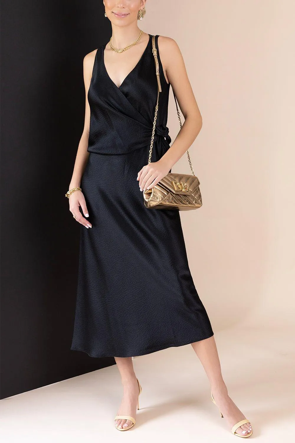 Sleeveless Wrap Dress - Black