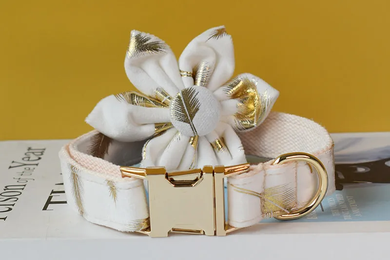Sparkling White:  Personalized Pet Flower Collar And Leash