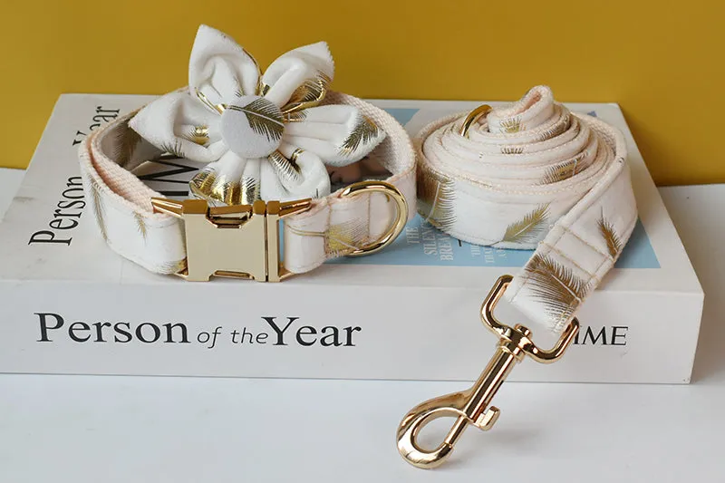 Sparkling White:  Personalized Pet Flower Collar And Leash