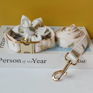 Sparkling White:  Personalized Pet Flower Collar And Leash