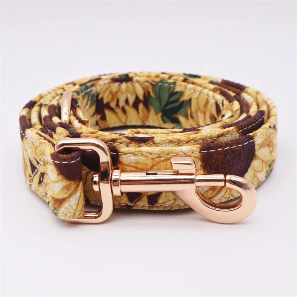 Sunflower Dog Collar Bow Tie , Metal Buckle. Personalized Pet Accessories for your pets.