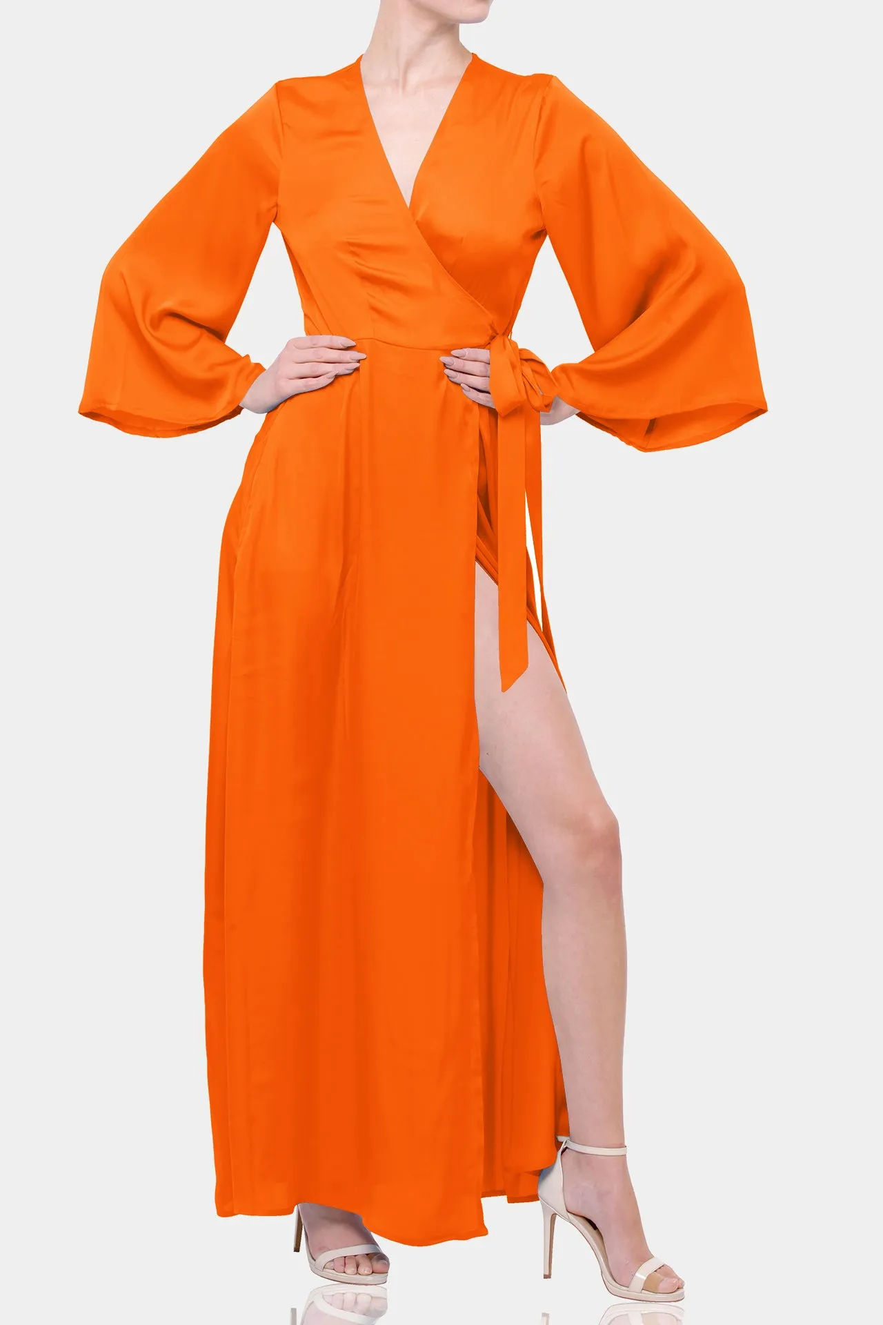 Sunset Long Sleeve Wrap Dress