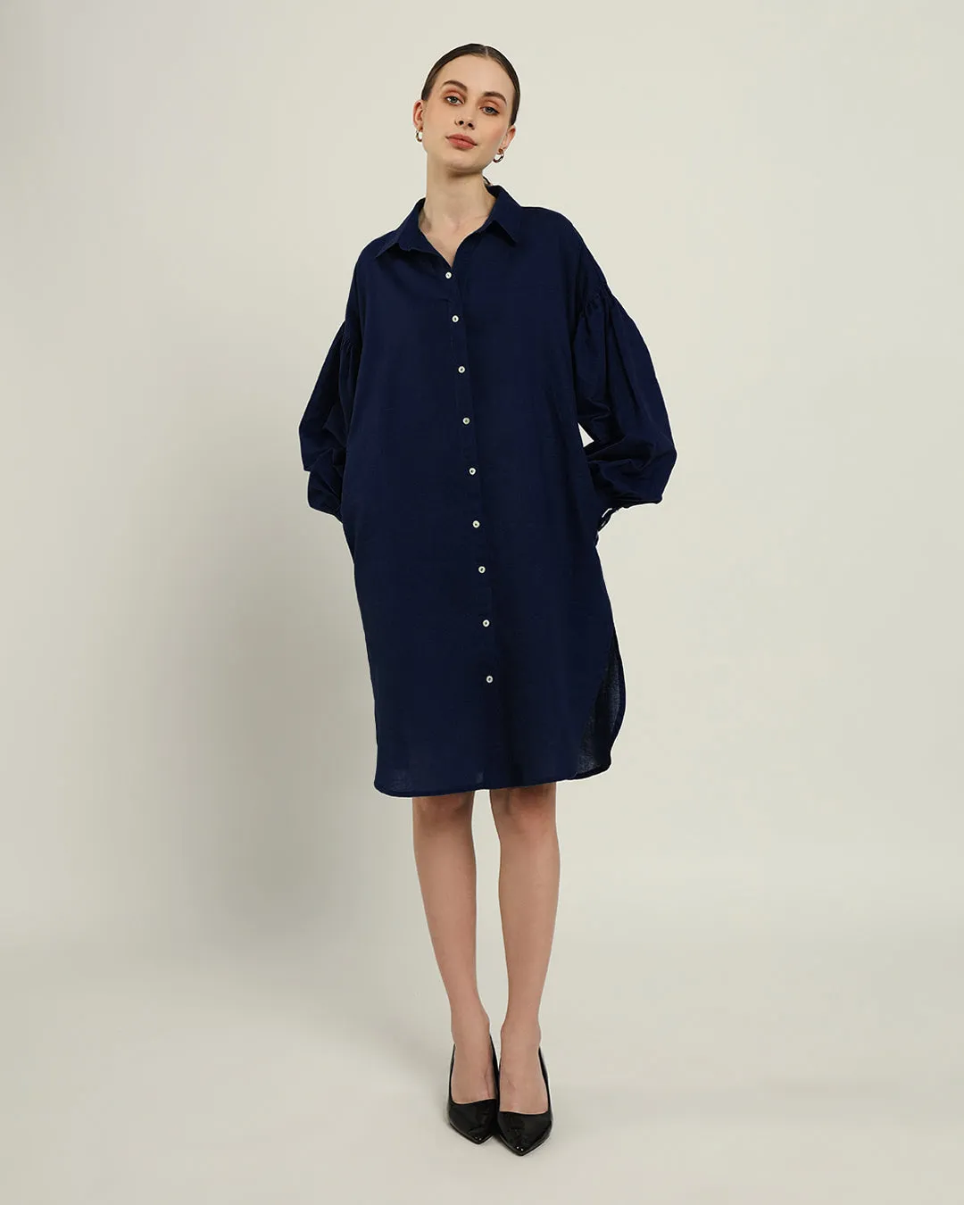 The Derby Daisy Midnight Blue Linen Dress