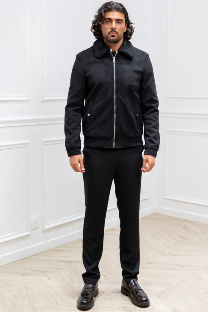 THE MOMINA SUÉDE FUR COLLAR JACKET