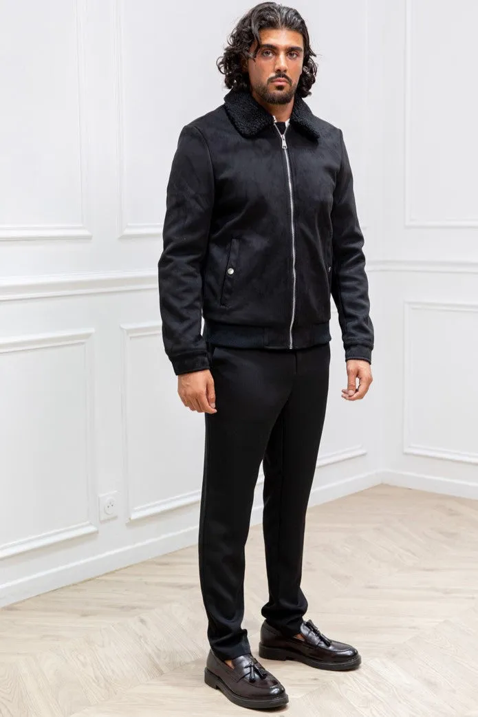 THE MOMINA SUÉDE FUR COLLAR JACKET