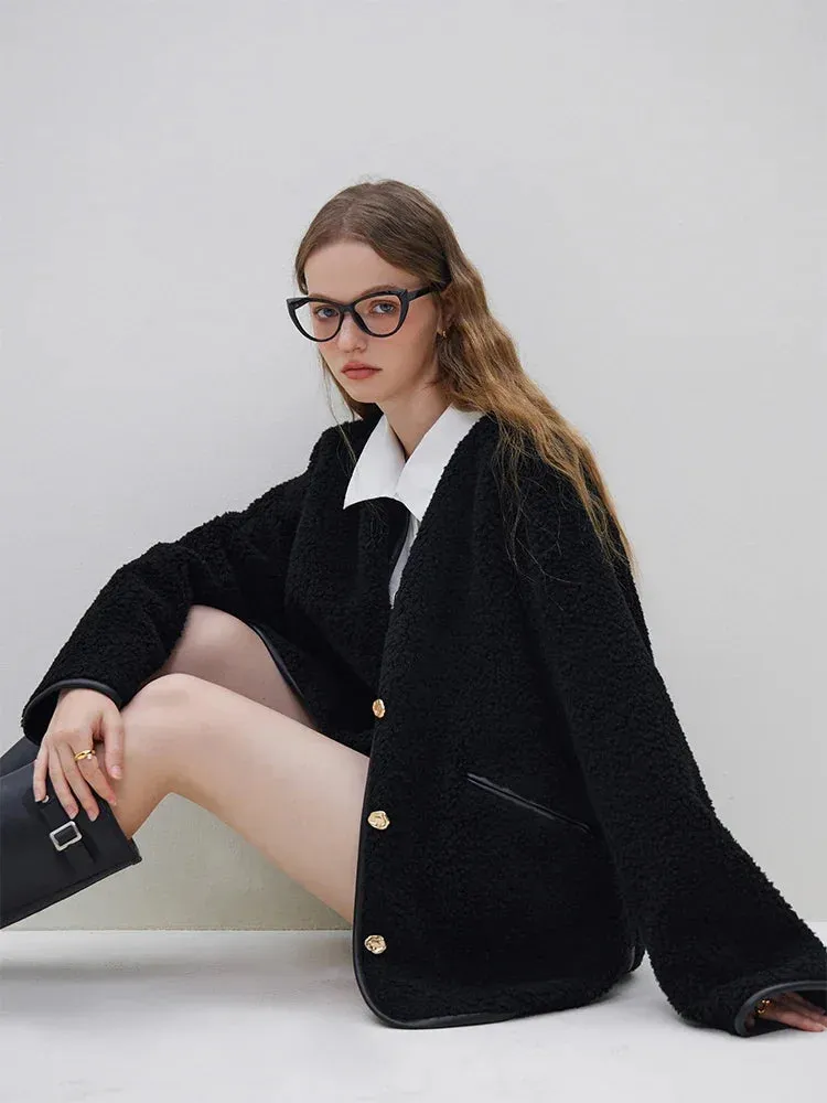 Vintage Fur Single-breasted Round Collar ImiTation Fur Loose Coats