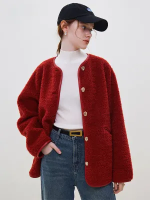 Vintage Fur Single-breasted Round Collar ImiTation Fur Loose Coats