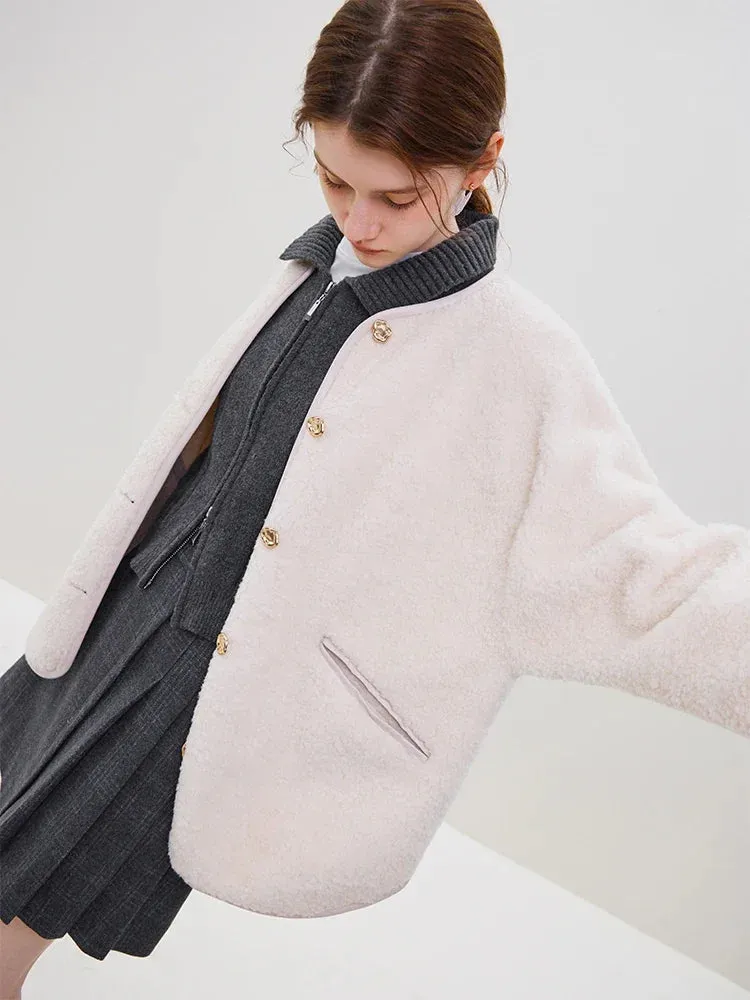 Vintage Fur Single-breasted Round Collar ImiTation Fur Loose Coats