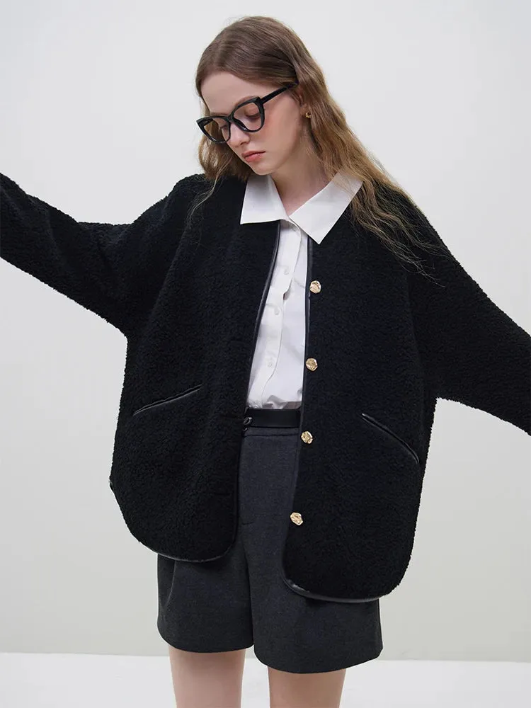Vintage Fur Single-breasted Round Collar ImiTation Fur Loose Coats