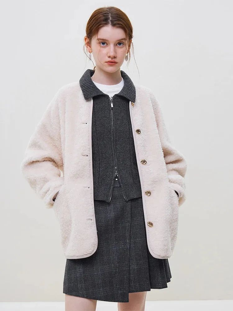 Vintage Fur Single-breasted Round Collar ImiTation Fur Loose Coats